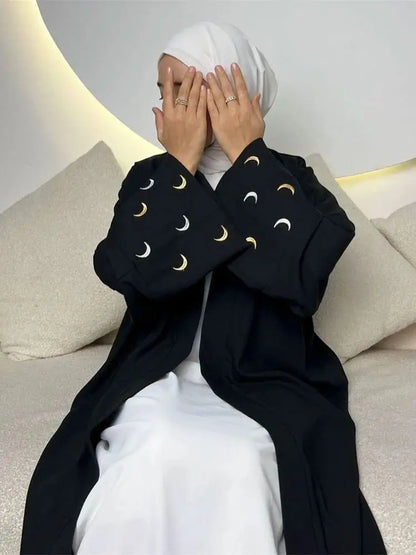 Ramadan Abayas For Women Moon Embroidered Kimono Abaya Dubai Luxury 2025 Islam Muslim Kaftan Modest Dress Kebaya Damen Caftan