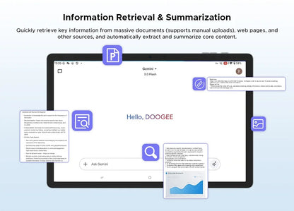 DOOGEE Tab E3 Tablet 11" Screen Android 15 Gemini AI 7.5mm Ultra-thin 32GB (8+24) 256GB Dual Speakers 8800mAh Battery Smart Pad