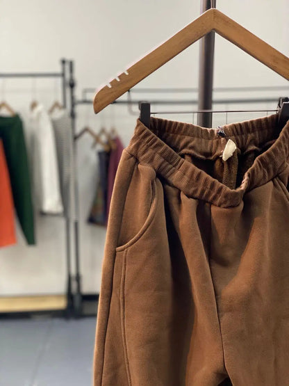 Autumn/Winter 150kg American Retro Cuffed Casual Trousers Men's Korean Slimming Patchwork Fleece-lined Harem Trousers Sweatpants