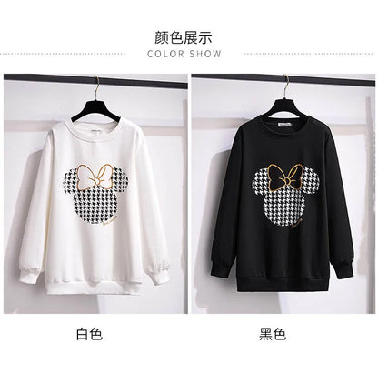 175Kg Plus Größe frauen Fehlschlag 170 Frühling Herbst Neue Lose Rundhals Cartoon Sweatshirt Schwarz Weiß 6XL 7XL 8XL 9XL 10XL 11XL.