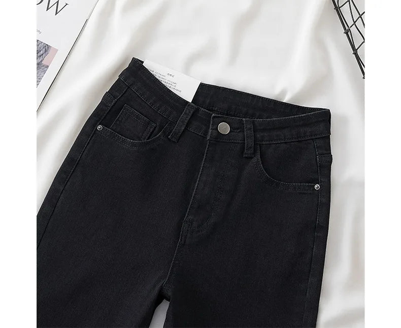 High-Waisted Slimming Jeans Women's Spring Summer New Style Outerwear Tight Fitting Elastic Waistline Legging Shoes