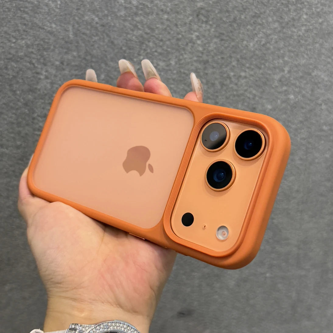 Luxury Orange Shield Matte Transparent Phone Case For iPhone 17 Pro Max 17 Pro 17 New Metal Buttons Skin Feel Shockproof Cover.