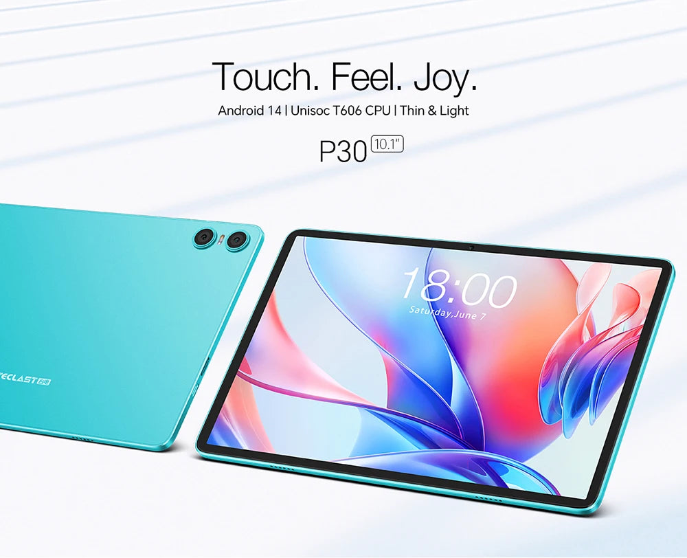 Teclast P30 Android 14 Tablet, UNISOC T606 Octa Core, 10.1" IPS, Max 12GB RAM, 128GB ROM, 6000mAh, 5MP AI Camera, Face Unlock.
