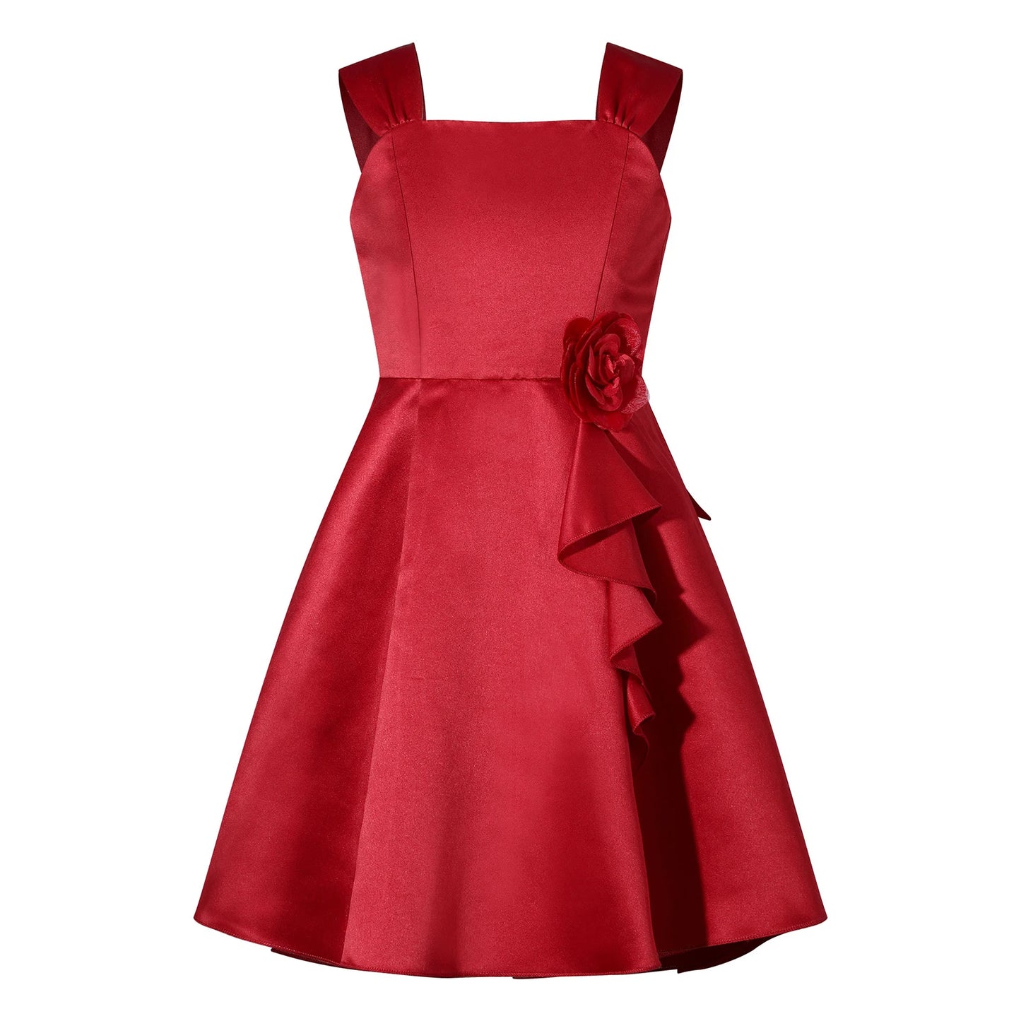 Mädchen Sommer ärmelloses Prinzessinnenkleid Elegantes Satin Hochzeit Brautjungfer Partykleid Große Schleife A-Linie Tutu für Geburtstagsabend