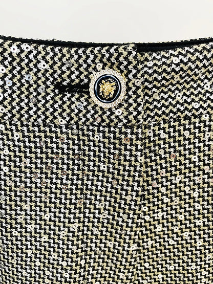 HIGH QUALITY 2025 Newest Designer Fashion Runway Suit Set Women Glitter Squined Blazer Jacket Pants Set.