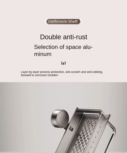 Bewegliches Badezimmerregal ohne Bohren – 30/40/50 cm Saugnapf-Organizer mit Haken/Stange, einfach zu installieren und zu reinigen, wasserdichtes Toilettenregal