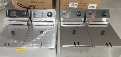 SucceBuy 12L 5000W elektrische Fritteusen, zwei Tanks mit Doppelkorb und Deckel, doppelte Fritteuse, einstellbare Temperaturregelung