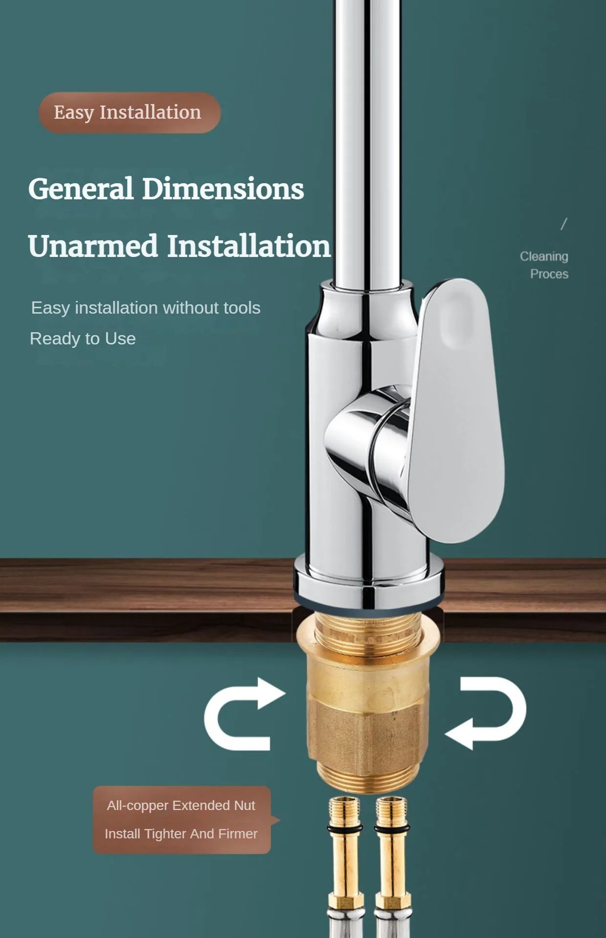 GEGVE Removable Kitchen Faucet  Flexible Head Hot Cold Faucets Tap Tap Mixer Manual Black for Kitchen Sink Adapted To Israel