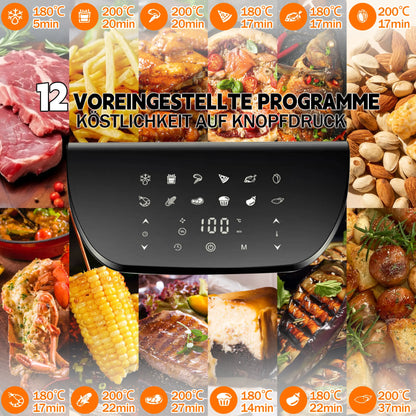 9L Oven Electric Hot fryer Oilless Cooker Multi Function air fryers Smart machine Viewing Window with LED Touch Control,Family.