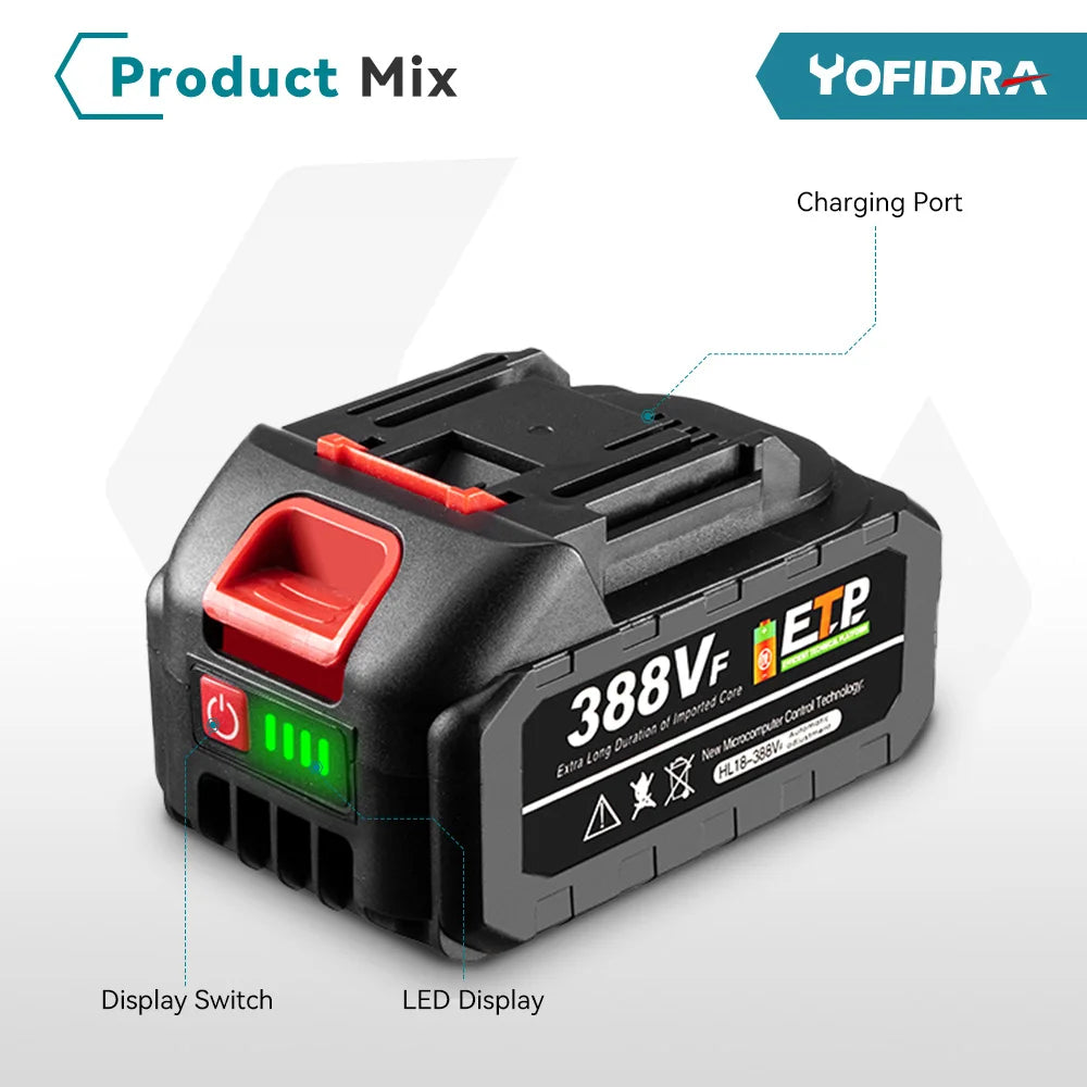 YOFIDRA 18–20 V wiederaufladbarer 22500 mAh 928 VF 388 VF 128 VF Plus Lithium-Ionen-Akku für 21 V 18 V Elektrowerkzeug-Ersatzakku