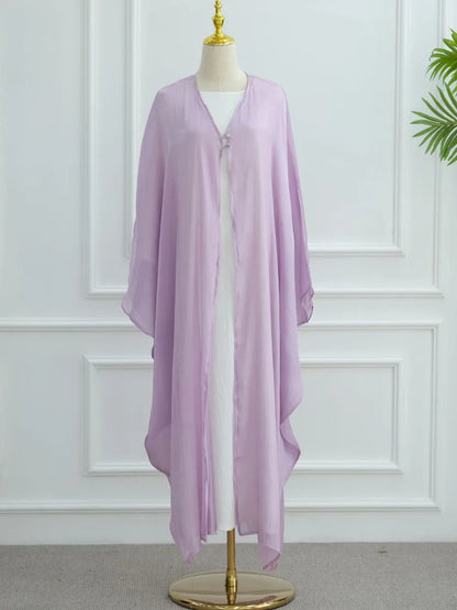 Women Eid Türkiye Dubai Solid Pleated Luxury Muslim Fashion Kimono Cardigan Long Dress Kaftan Robe Femme Islam Clothing Kebaya