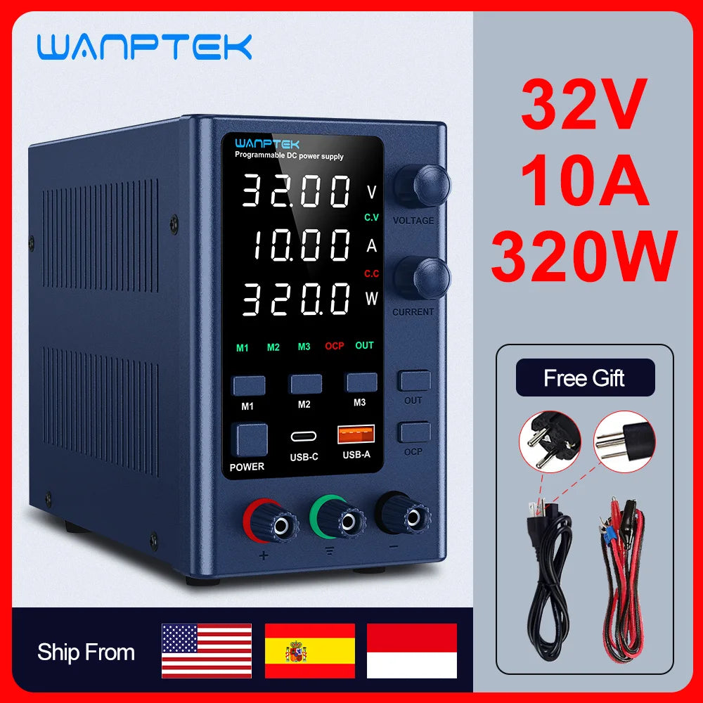 Wanptek Adjustable DC Power Supply 30V 10A LED Lab Bench Power Source Stabilized Switch Power Supply Voltage Regulator 60V 5A.