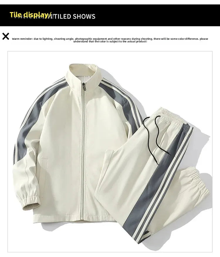 Cool Casual Sports Suit for Teenage Boys Large Size Trendy Workwear Pants Included One Complete Set Handsome Male Apparel.