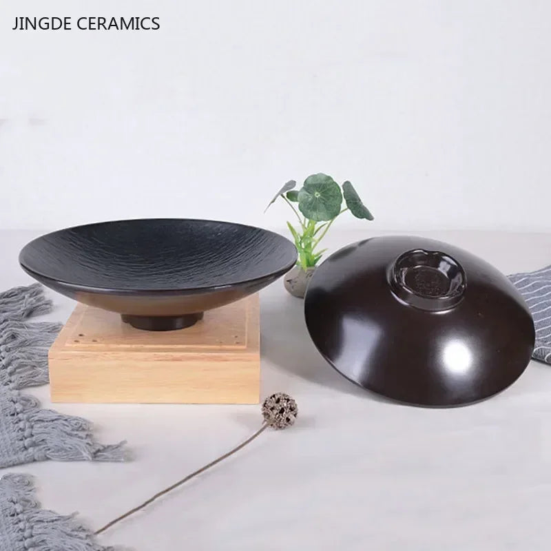 Hotpot Restaurant Melamine Tableware Black Frosted Dinner Plate Japanese Sushi Plates Not Easily Broken Snack Fruit Dishes.