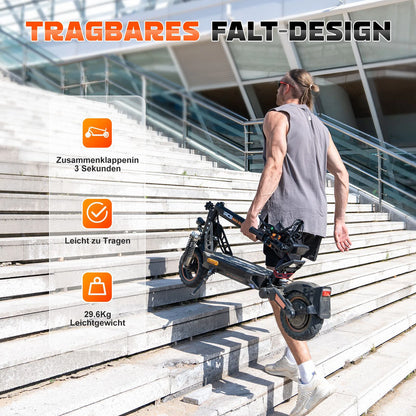 RCB Electric Scooter D5 Pro/D5 (ABE), 48V 27/20.8 Ah Battery, 500W Motor, 10“ Flatproof  Tyre, Dual Shock Absorption E Scooter.