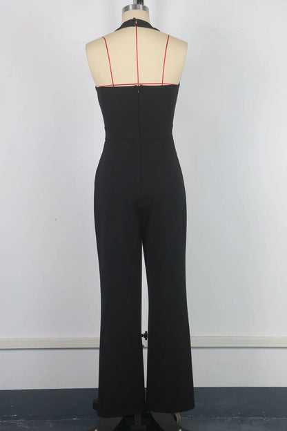 Casual Sleeveless Round Neck Jumpsuit Women's 2025 Summer Fashion Patchwork Slimming Halter Neck Sleeveless Backless One Piece.