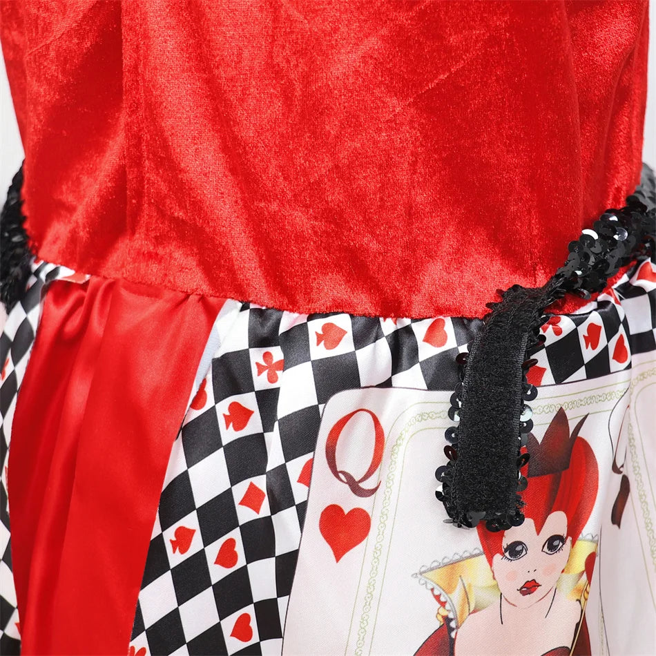Kind Königin Der Herzen Rolle Spielen Prinzessin Kleid Alice Poker Cosplay Kostüm Mädchen Halloween Bühne Leistung Geburtstag Party Kleidung.
