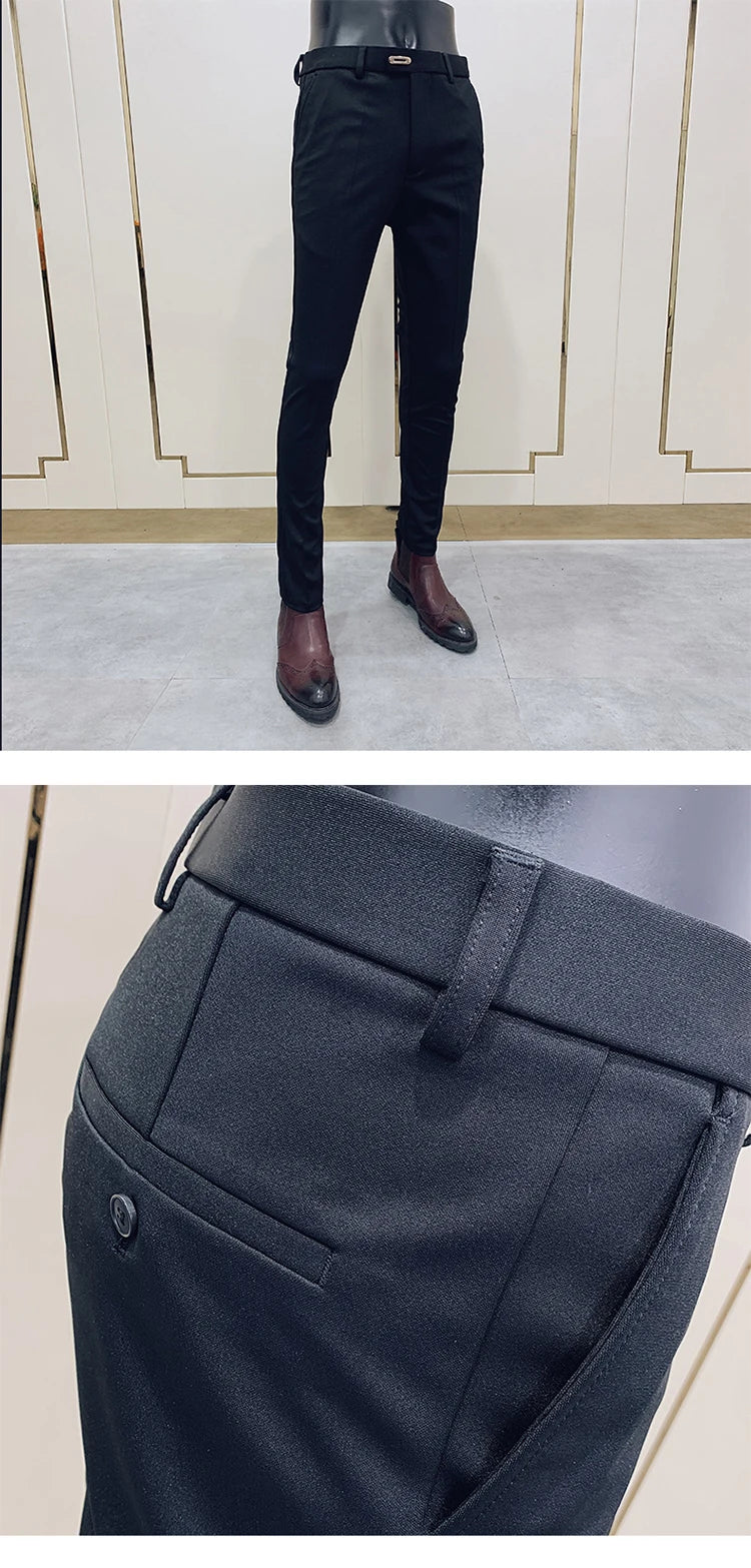 Men Suit Pants Formal Trousers Stretch Slim Pantalone Hombre Calça Masculina Solid Color Casual Dress Pants Fashion Men Clothing