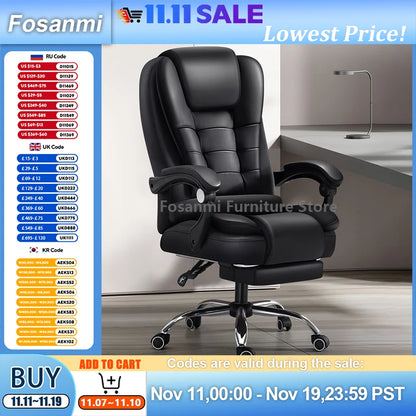 Dicker Boss-Bürostuhl mit hoher Rückenlehne und Armlehnen, Leder-Computer-Drehstuhl, ergonomische Liege-Gamer-Schreibtischstühle für Zuhause