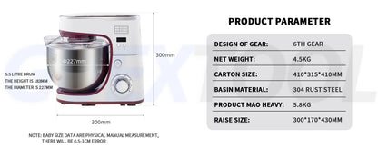 10L Stand Mixer Electric Kitchen Mixer Food Processor Dough Kneading Machine Kneader Kitchen Appliances Stir Fried chef's Machin.