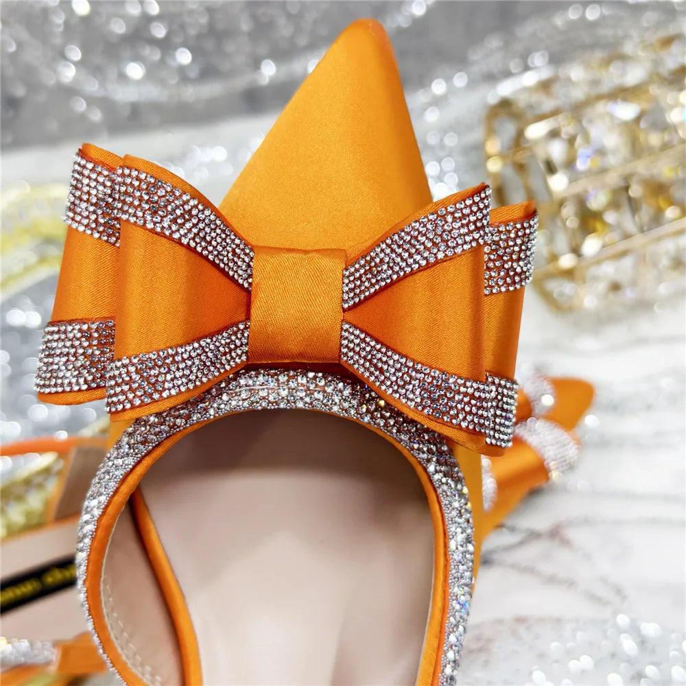 New Arrival Elegant African Party High-heeled Shoes Chain Decoration Trendy Women's Sandals Nigerian Women Wedding Pumps.