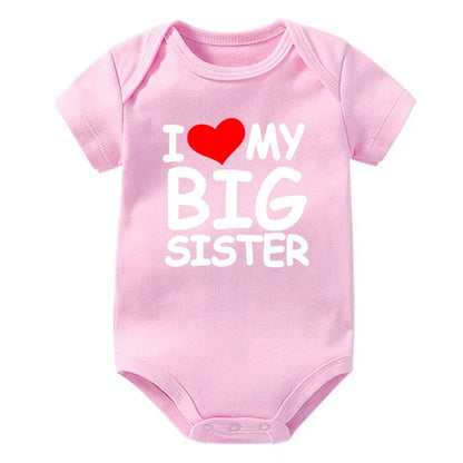 I Love My Big Sister Print Neugeborenen Baby Body Lustige Infant Jungen Mädchen Strampler Kurzarm Mode Baumwolle Baby Overall Outfit.