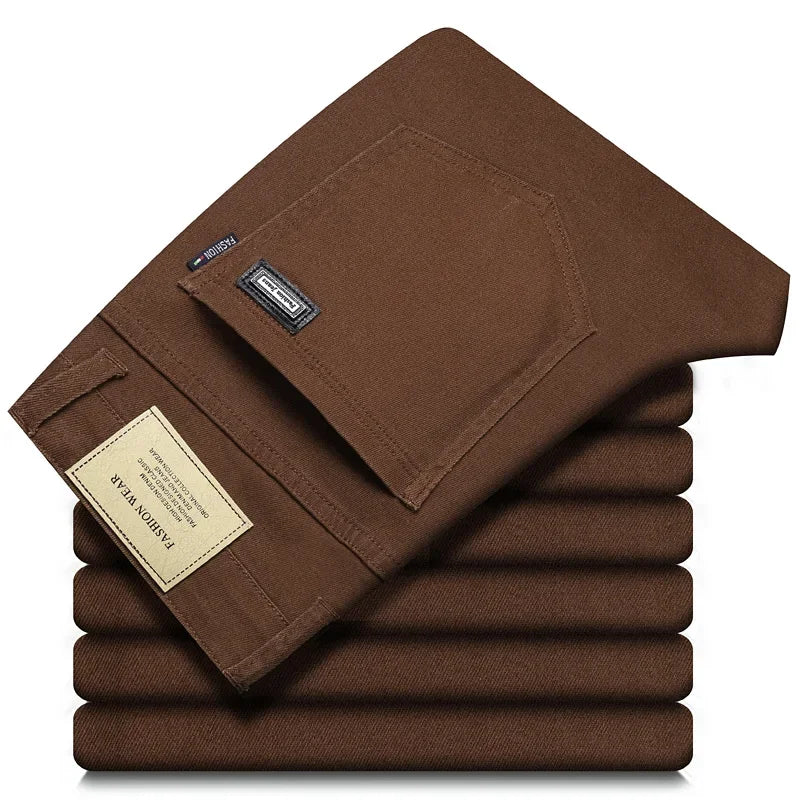 Fashion Loose Straight Business Casual Stretch Denim Pants Male Brand Trousers 3 Colors Plus Size Mens Clothing Slim Jeans 28-44