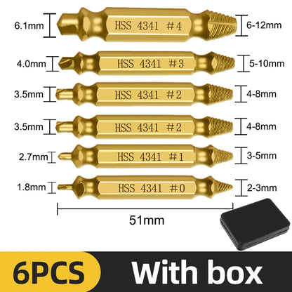 TOOLEYE Beschädigte Schraube Extractor Set Zentrum Bohrer Set Holzbearbeitung Werkzeuge Gebrochene Bolzen Extractor Schrauben Schrauben Entferner Extractor