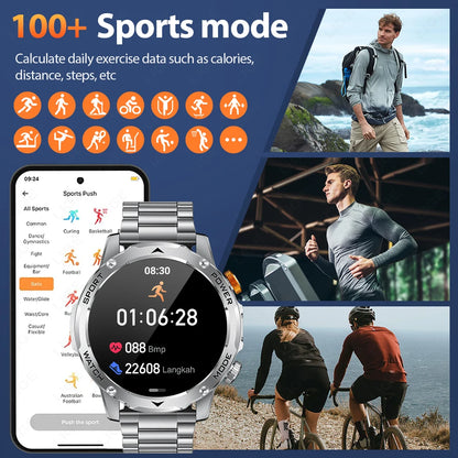 LIGE 2025 New 1000mah Smart Watch Men AMOLED HD Display Sport Fitness LED Flashlight Bluetooth Call Smartwatch For HUAWEI XIAOMI.