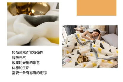 Printing Blanket Quilt Winter Keep Warm Double-deck Thickening Soft Comfortable Multiple Specifications Add Velvet Siesta Sheet.