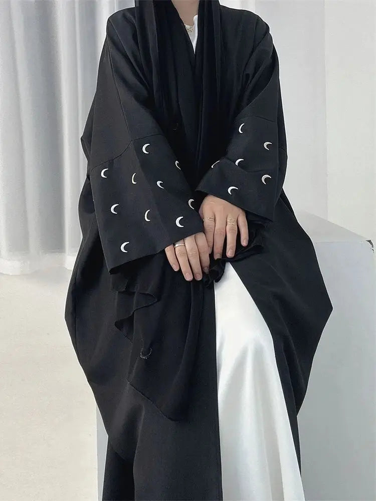Ramadan Black Moon Abaya Kimono Kebaya Turkey Islam Muslim Modest Dress Damen Prayer Clothes Women Kaftans Robe Femme Musulmane.