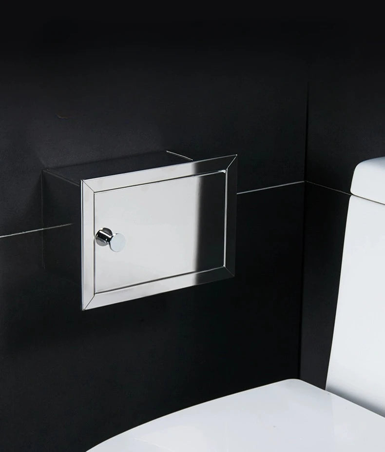 Einbau-Toilettenpapierrollenhalter in Mattschwarz, Aufbewahrungsbox für Seidenpapier aus Edelstahl für Badezimmer, Küche