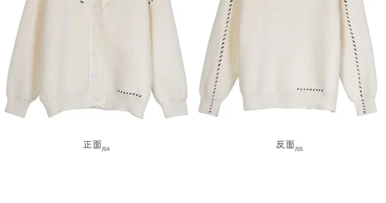 Women's Sweater Coat In Autumn and Winter V-neck Sweaters Jacket To Keep Warm and Loose Wild Academic Style Chic Cardigan.