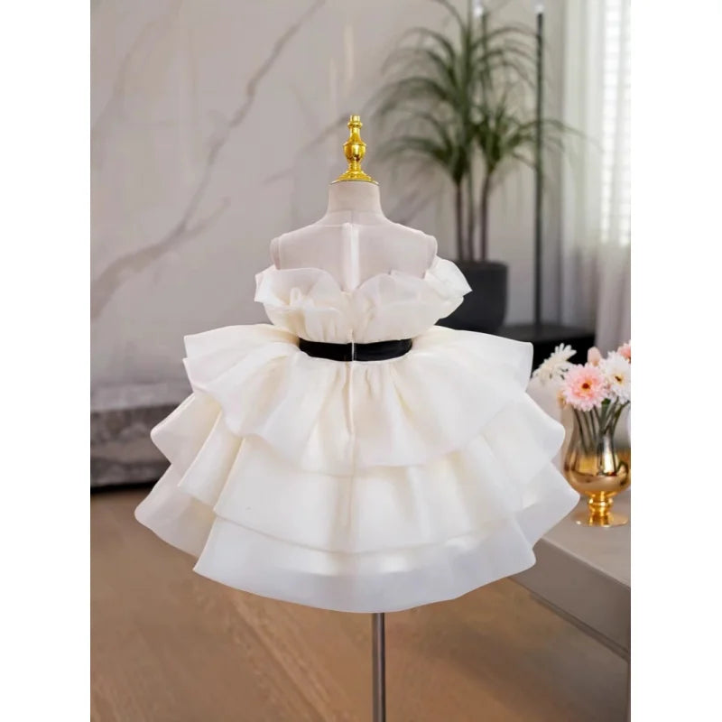 Blumenmädchenkleid für Mädchen, Prinzessinnenkleid zum ersten Geburtstag für Kinder, hochwertiges Host-Klavier-Performance-Kleid für Mädchen, stilvoll.