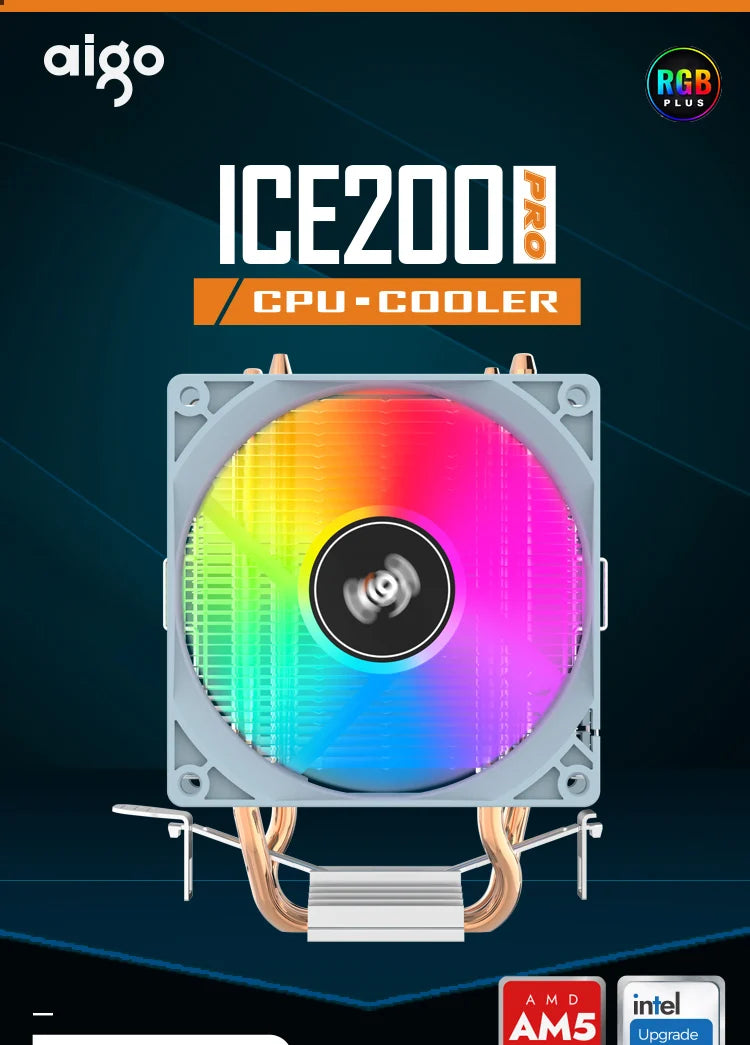 Aigo CPU Cooler 2 4 6 Heat Pipes PC Radiator Cooling 3PIN PWM Silent Rgb Fan For Intel  1700 1150 1155 1156 1366 AM2/AM3/AM4 AMD.