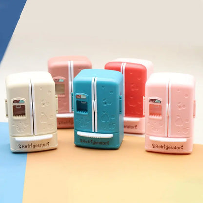 Cute Simulation Microfilm Furniture Double Door Refrigerator 1:12 Dollhouse Kitchen Model Decorations For Girl Birthday Gifts.