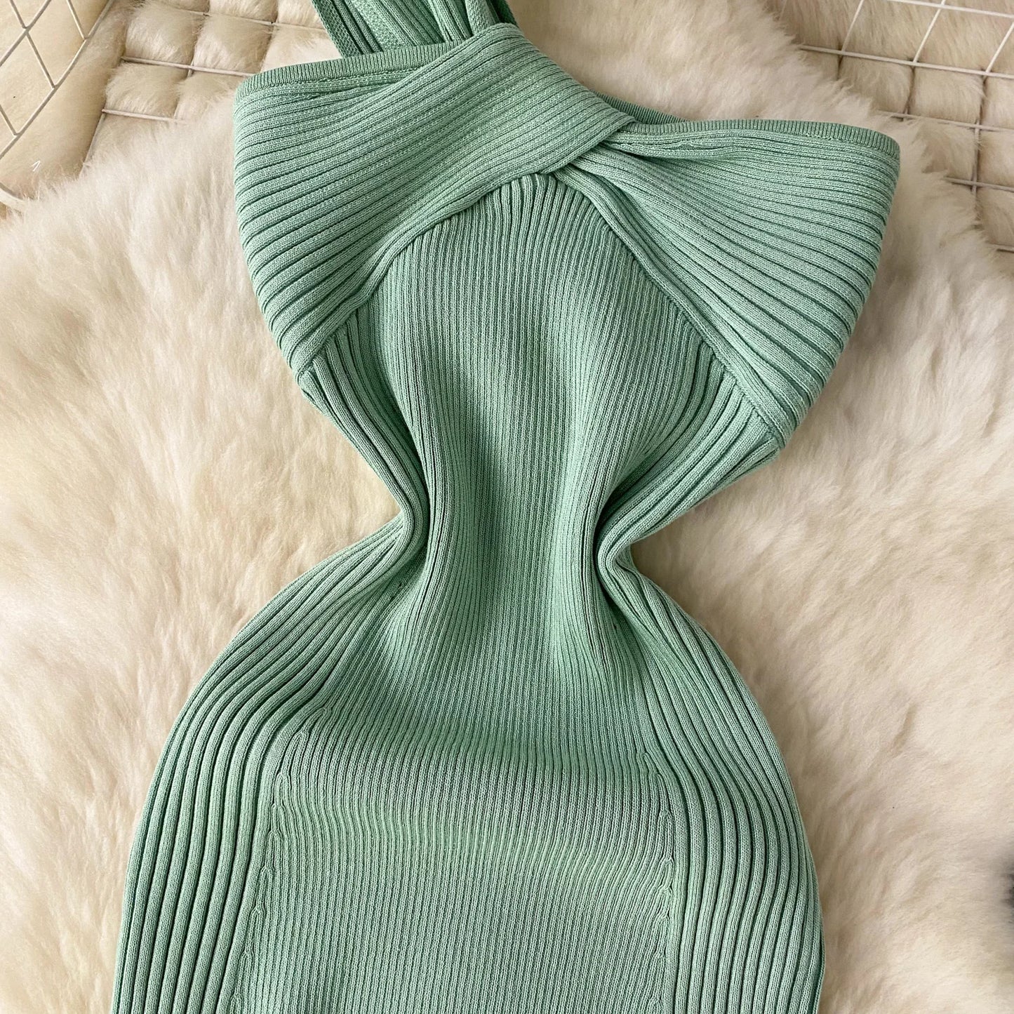 SINGREINY Einzelnen Schulter Tinte Stricken Kleid Backless Tank Gestreiften Schlank Bodycon Sommerkleid Frauen Sommer Beachwear Sexy Chic Vestidos