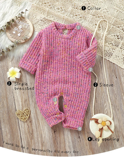 Winter Baby Mädchen Strampler Herbst Rundhals Langarm Gestrickte Neugeborenen Ein Stück Overalls Outfits 0-18m Kleinkind kleidung.