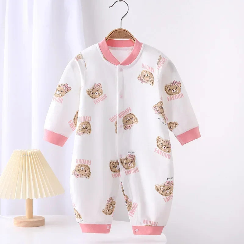Baby Strampler Gereinigte Baumwolle Neugeborene Kleidung Cartoon Jungen Mädchen Bodys Lange Ärmel Belüftung Vier Jahreszeiten Strampler Pyjamas.
