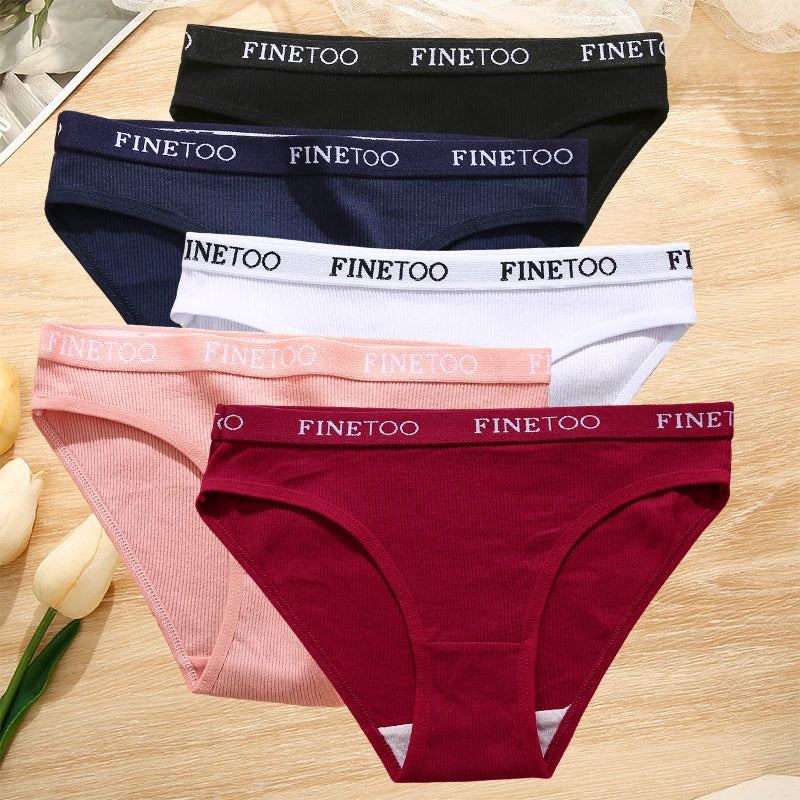 5Pcs/Set Sexy Women' Cotton Pantys Comfort Letter Printed Woman Briefs Ladies Underpants Fashion Girls Waist Band Lingerie M-XXL.