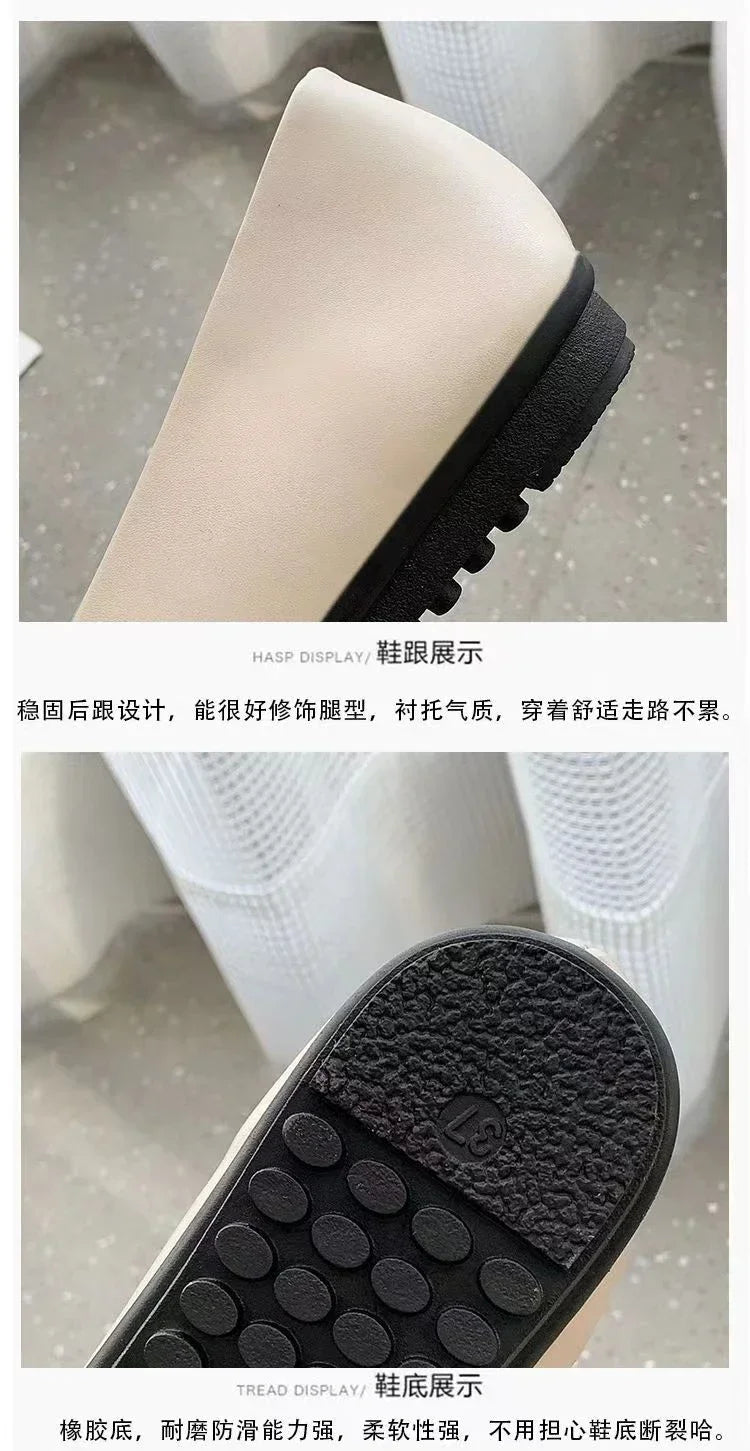 Ballerina Women's Flat Shoes Comfort Non-slip Ladies Loafers Leather Flats Elegant Bowknot Women's Single Shoes Mother's Shoes.