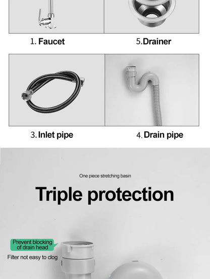 Verdickter Einzelschlitz aus Edelstahl 304 mit Halterung zum Aufhängen an der Wand, Waschbecken, Balkonbecken, Küchenwaschbecken, Waschbecken