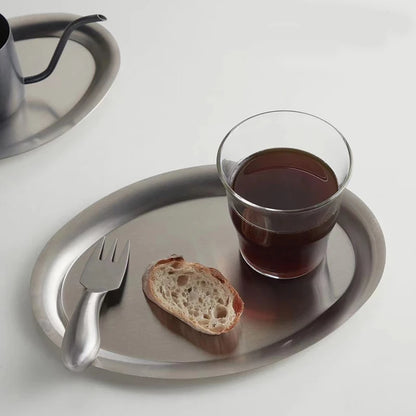 Multi-Size Stainless Steel Oval Dish Plates Household Food Dinner Steamed Shallow Plate Kitchen Tableware.