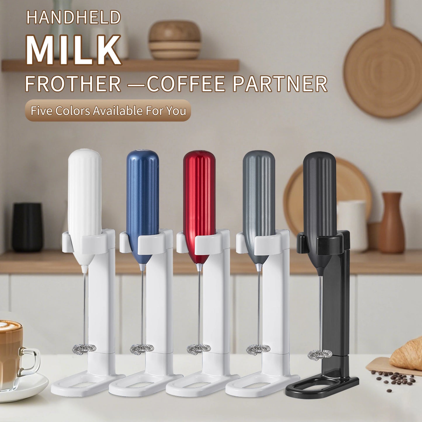 Household Kitchen Portable Mini Handheld SUS304 Mixing Head Electric Food Blender Drink Mixer Coffee Milk Frother With Stand