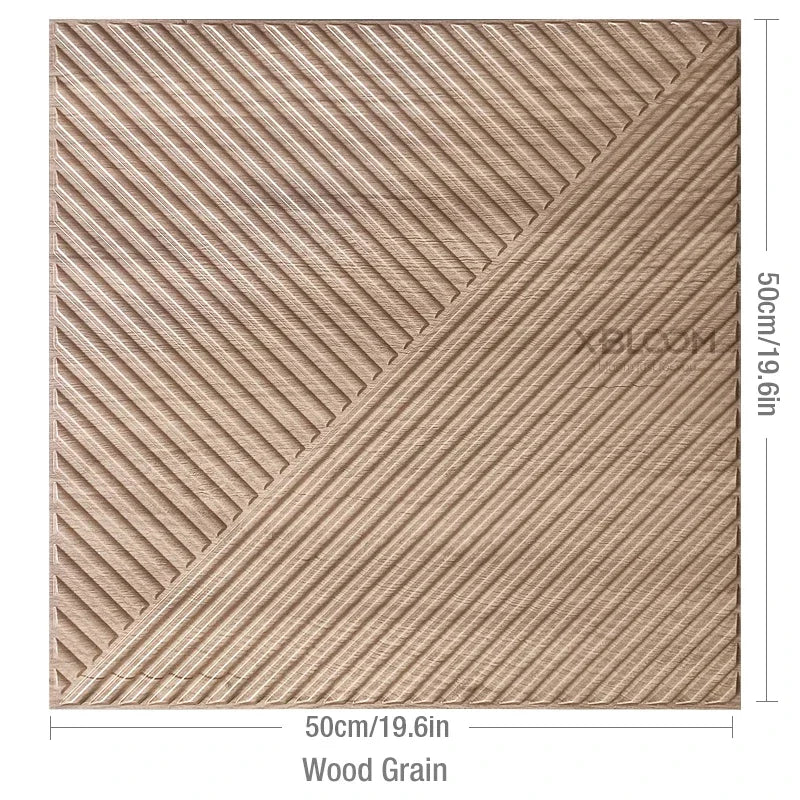 12PC 50x50cm 3d art plaster cut geometric diamond carved wood adhesive bottom wall 3d wall sticker 3d wall panel home decoration