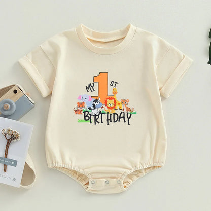 „It's My First Birthday“-Bubble-Strampler für Babys, kurzärmelig, übergroßer Bubble-Body, Geburtstagsfeier, Säuglingskleidung.