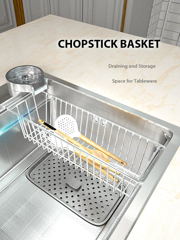 Silberne Küchenspüle aus Edelstahl 304, großer Einzelschlitz, Unterbau-Multifunktions-Geschirrspülbecken, 31,5 x 18,9 Zoll