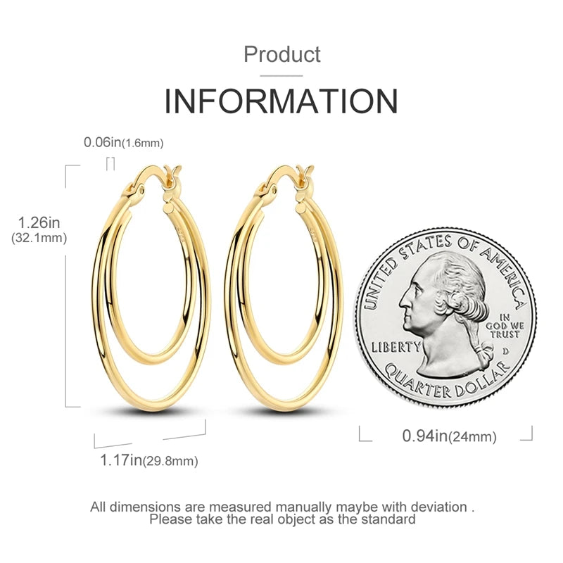 Yellow Gold Starlight Hoop Earrings For Girl Sparkling Classic Snakebone Multi-loop Earrings Star Moon 925 Silver Women Earring