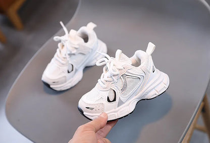 Spring and Autumn Children Sports Shoes Unisex Kids Sneakers Mesh Upper Breathable Basketball Shoes Tennis Casual Flats Footwear.