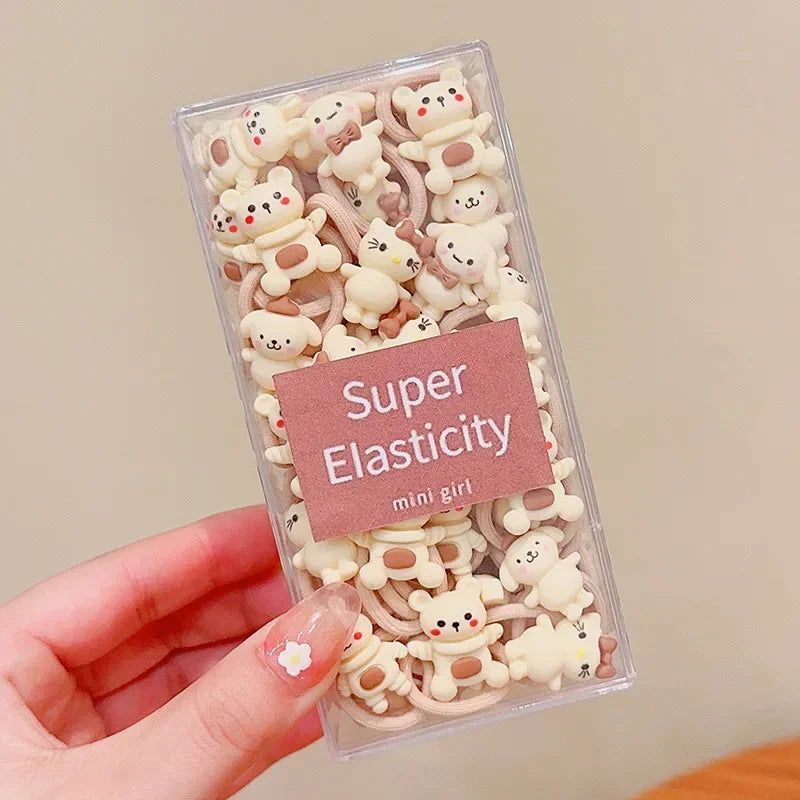 Coffee Color Children's Cute Cartoon Hair Rope Baby Thumb Loop Does Not Hurt Rubber Band Headwear Baby Tie Head  Small Pull.